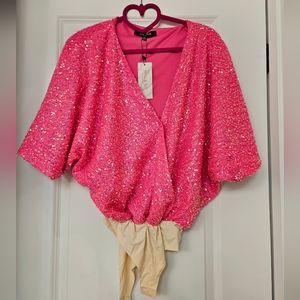 Barbie pink Strut & Bolt sequin bodysuit
